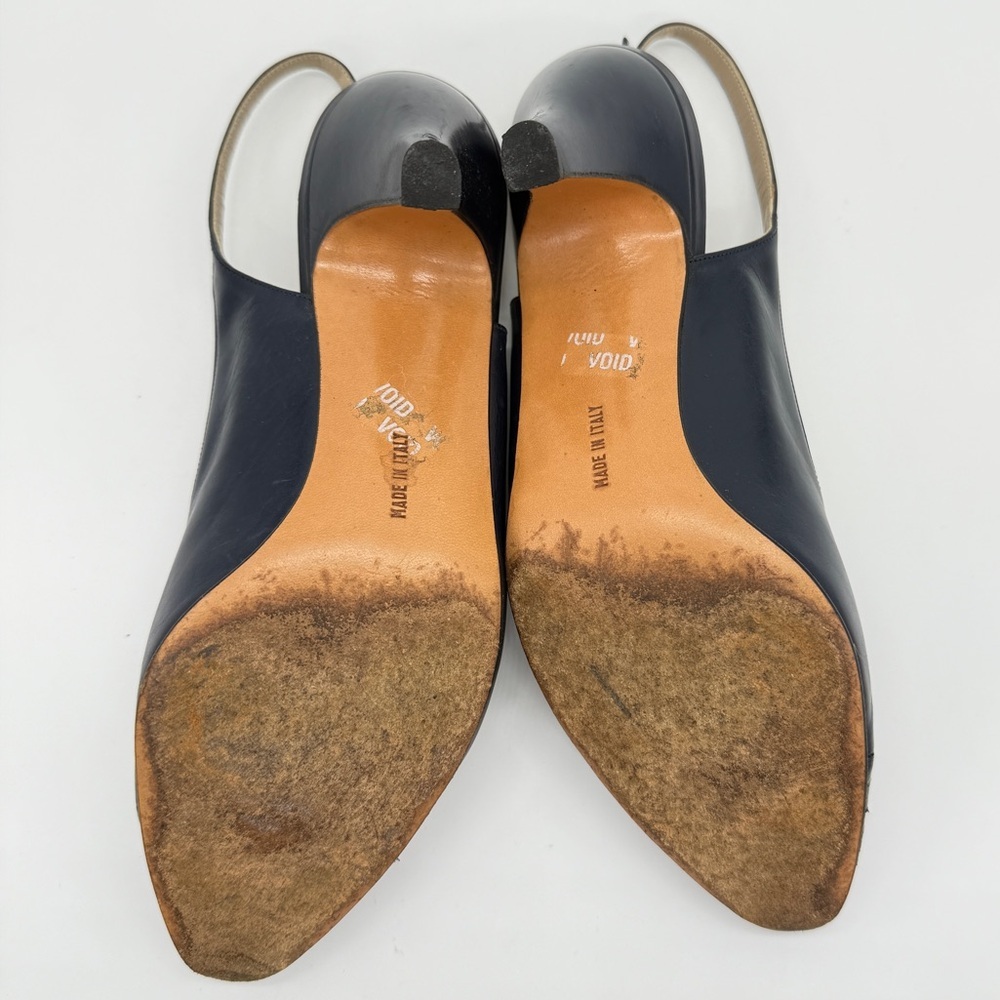 Salvatore Ferragamo Women's Navy Snakeskin Slingback Leather Heels Shoes Size 6 - Picture 11 of 12